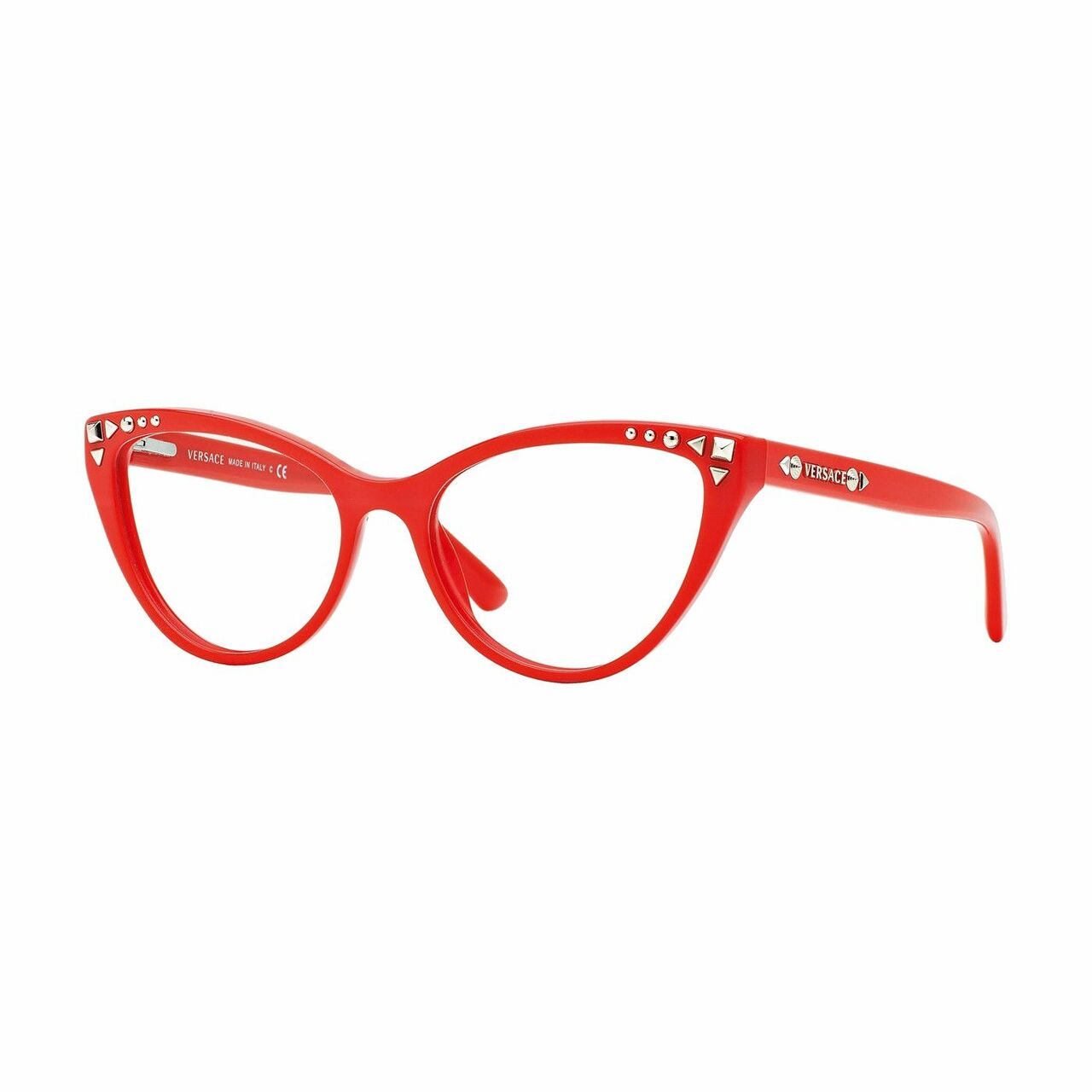 Versace VE3191-5112 Orange Cat-Eye Women's Plastic Eyeglasses showcasing vibrant orange frame and stylish design.